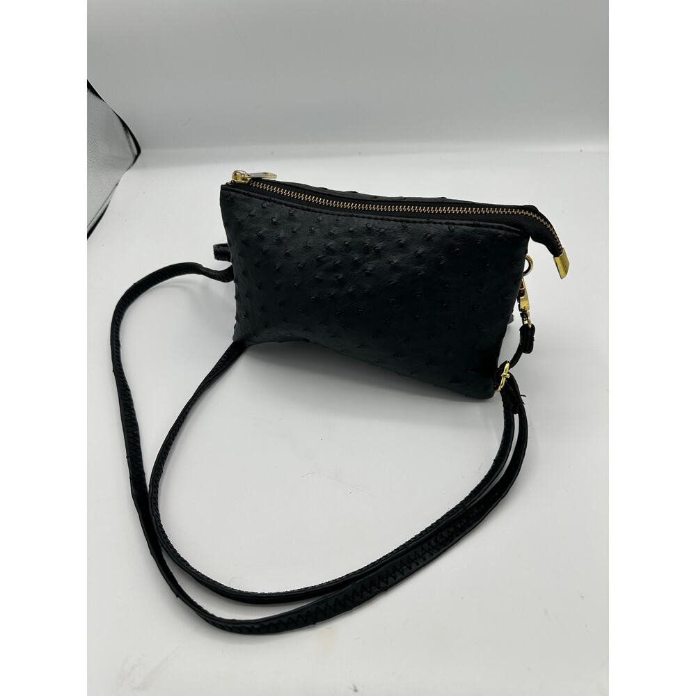 Leather crossbody/hip/shoulder bag in black
